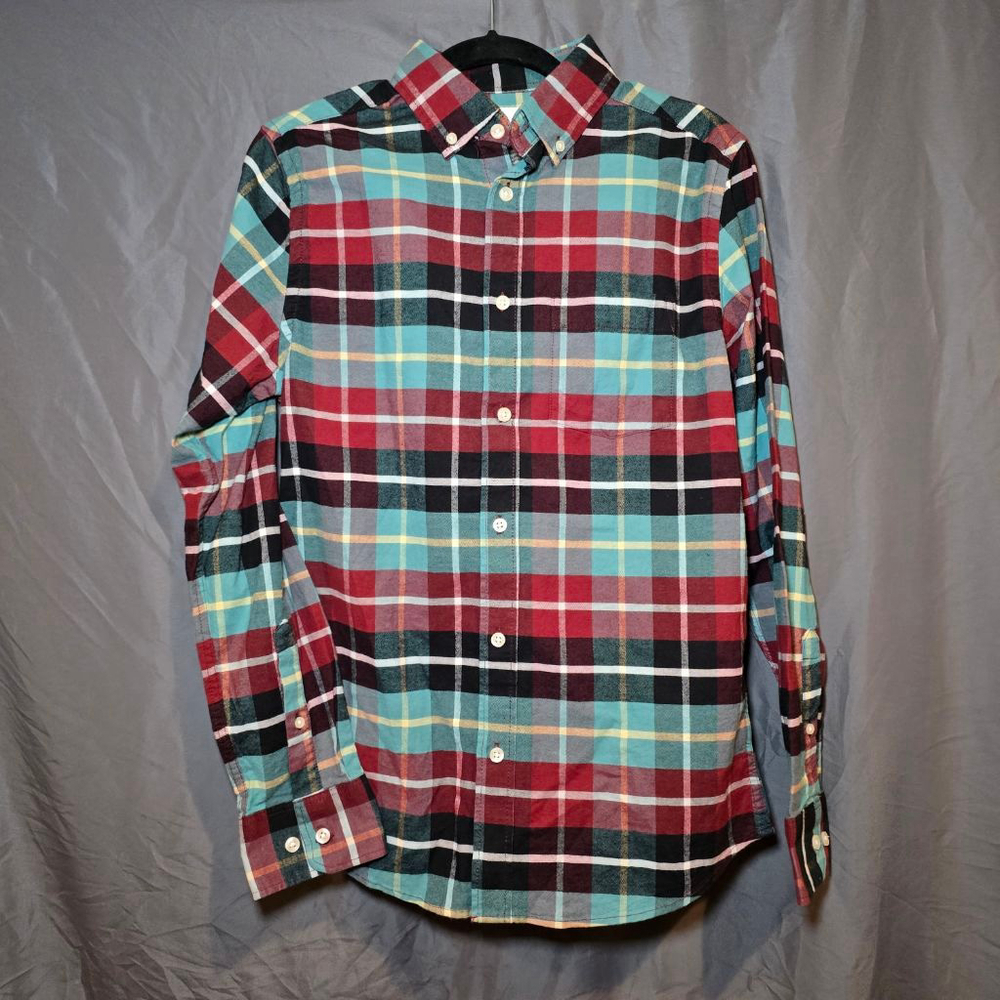 Men's Goodfellow & Co Plaid Button-Up Shirt Red/Blue Size S